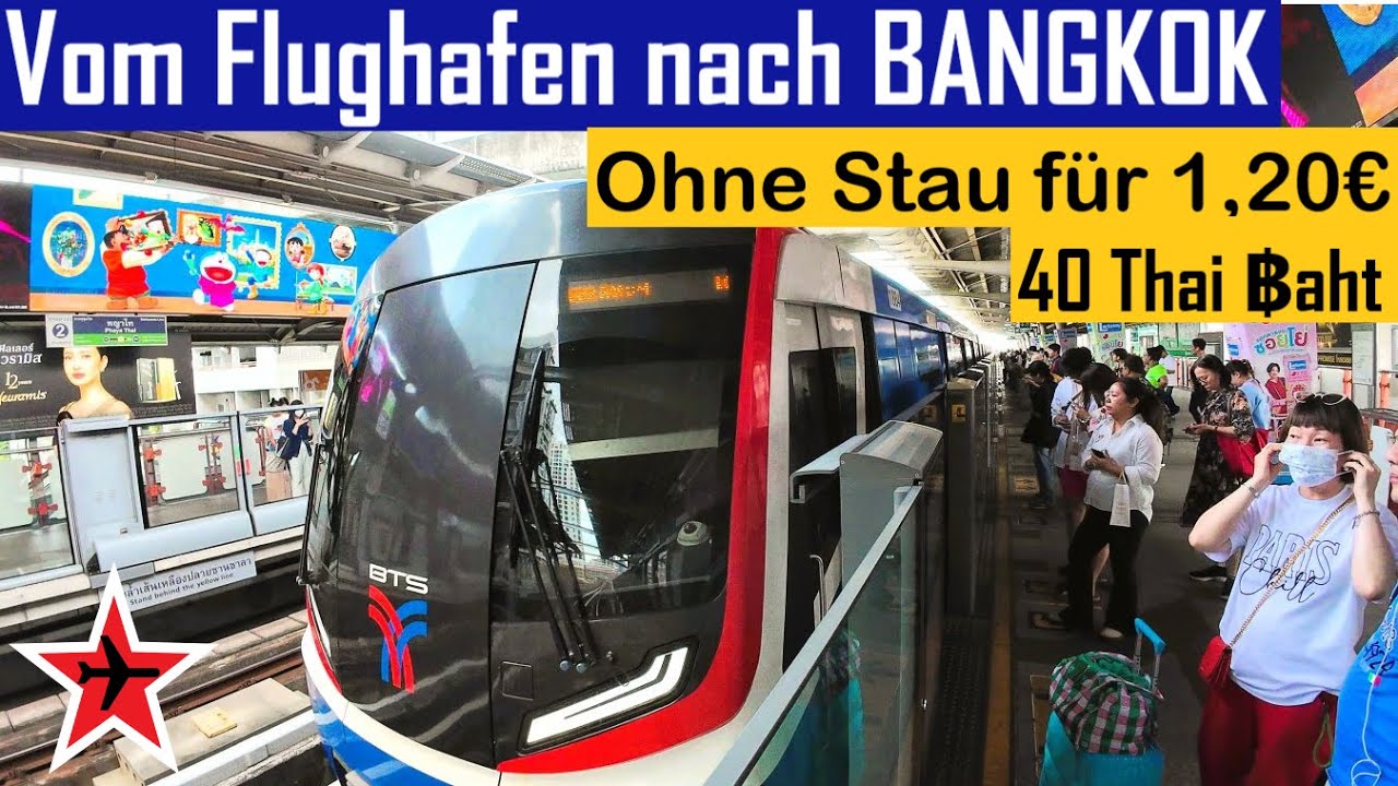 Ab Flughafen Bangkok für 1,20€ mit dem Zug in die Stadt | Airport Rail Link nach Downtown Bangkok