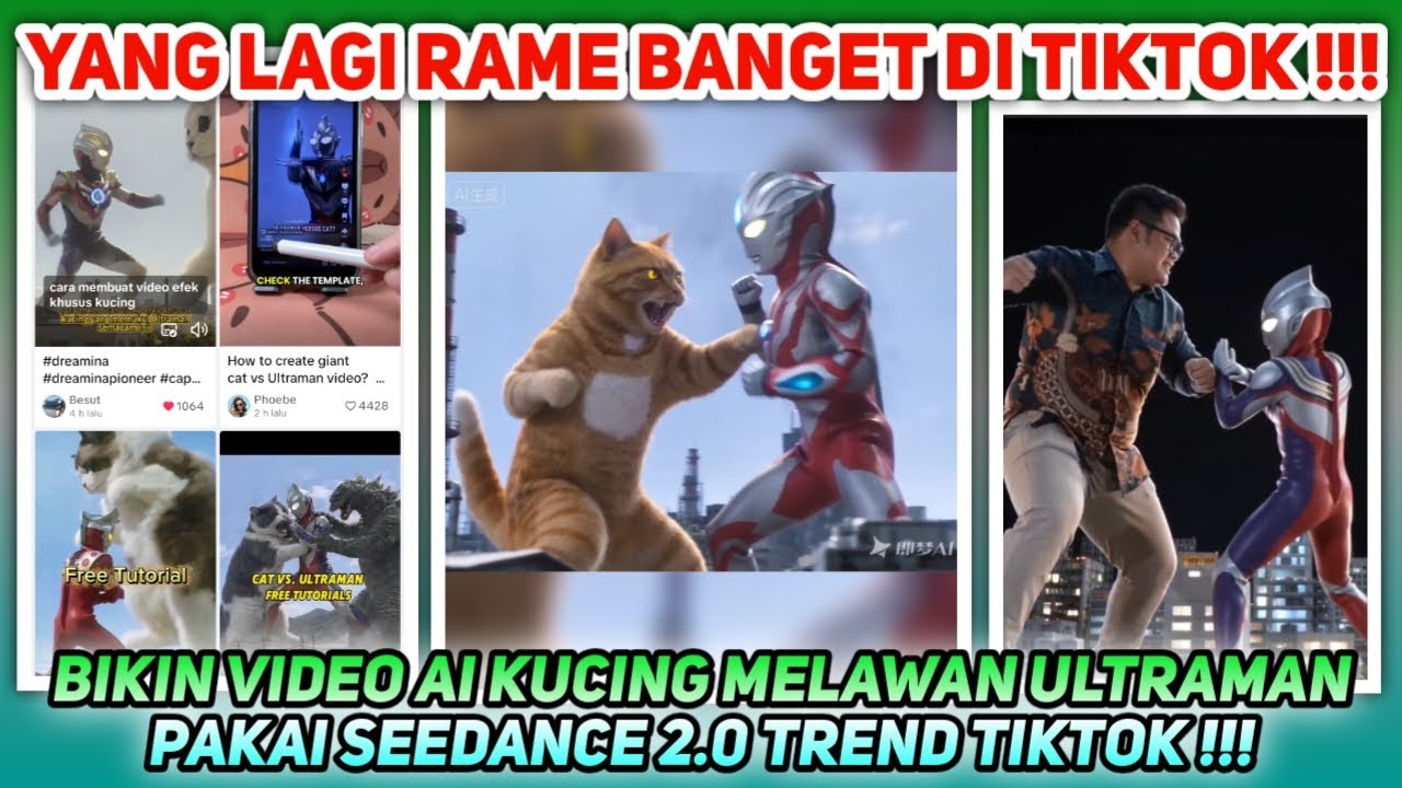 Cara Edit Video Kucing Vs Ultraman Viral Di Tiktok !!!