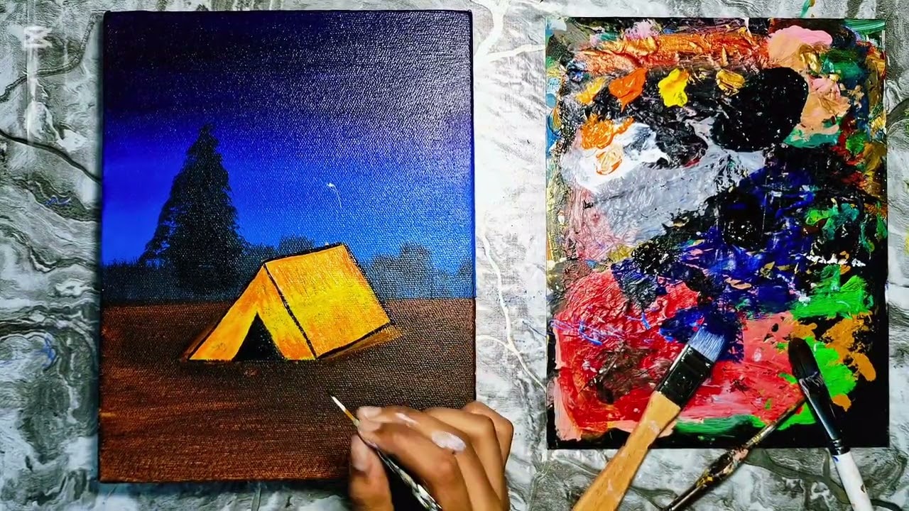 Acrylic scenery painting #painting #acrylicscenery #artist #longvideo 