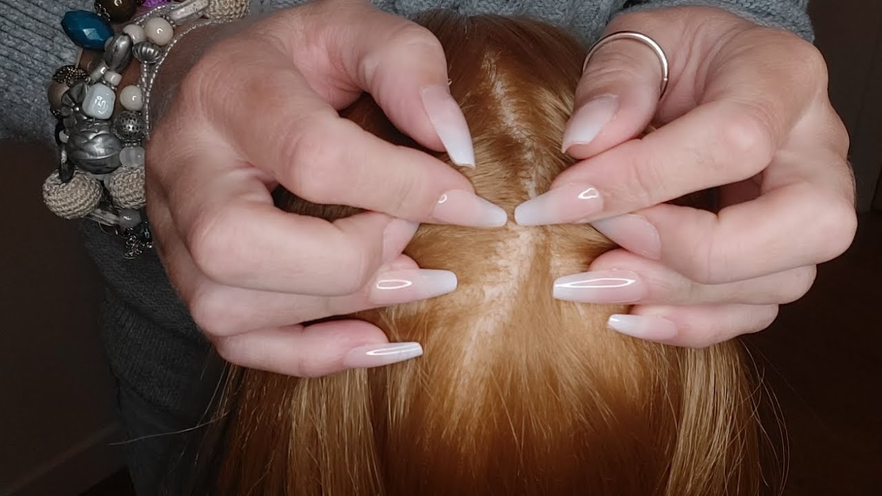 TOP OF HEAD SCALP CHECK | PICKY PLUCKY SOUNDS | 30 Minutes | Long Nails #asmr #scalpcheck #longnails