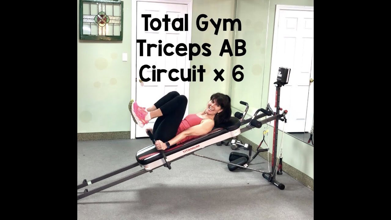 Total Gym TRICEPS & ABs - circuit x 6 Dip bars used