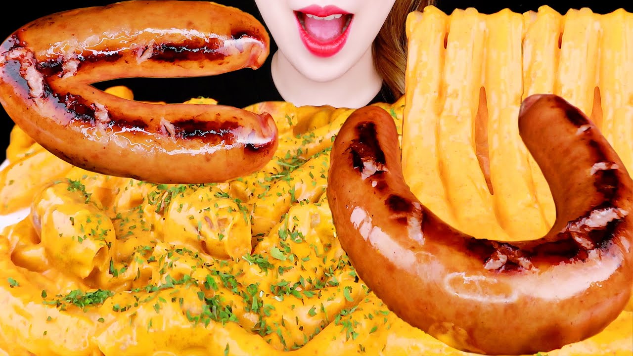 ASMR ROSE TTEOKBOKKI, KIELBASA SAUSAGE EATING SOUNDS MUKBANG 배떡 로제떡볶이, 킬바사 소시지 먹방 咀嚼音