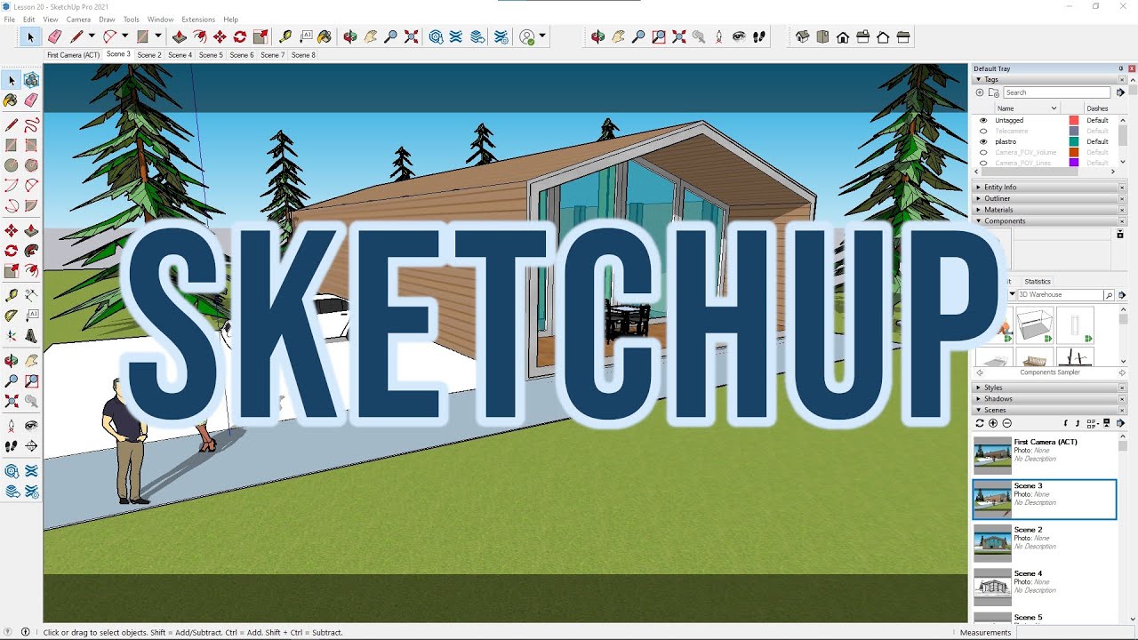Videocorso Sketchup PRO - 01 - Introduzione, Interfaccia, Vista 3D, Navigazione, Selezione, Copia