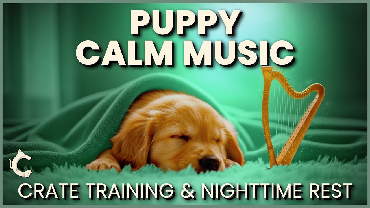 Puppy Calm Music with Harp 🎵 Crate Training & Nighttime Rest
