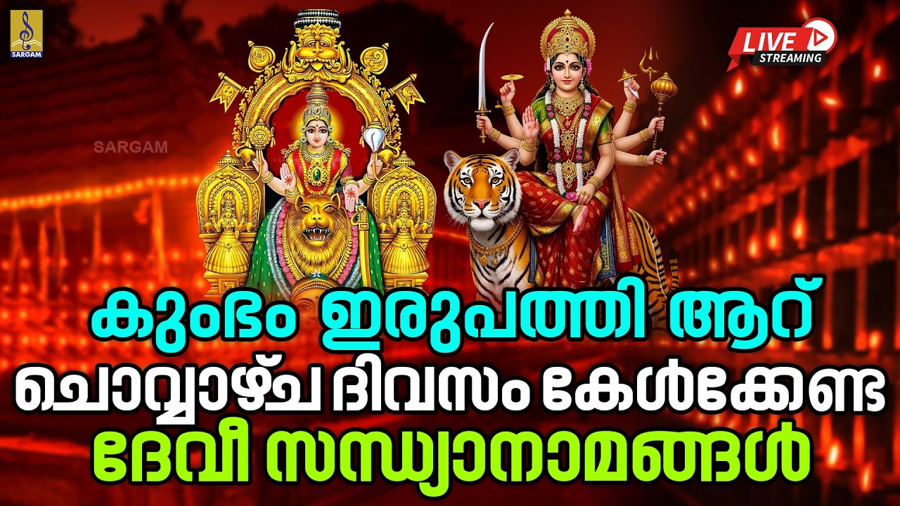 🔴 (LIVE)കുംഭം ഇരുപത്തി ആറ് ചൊവ്വാഴ്‌ച ദിവസം കേൾക്കേണ്ട ദേവീ സന്ധ്യാനാമങ്ങൾ#devi#live #2026#nonstop