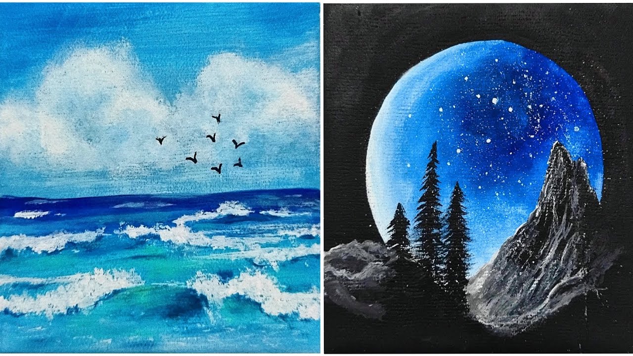 10+ Cool Canvas Paintings Ideas || Step By Step Tutorial For Beginners || Acrylic Paintings