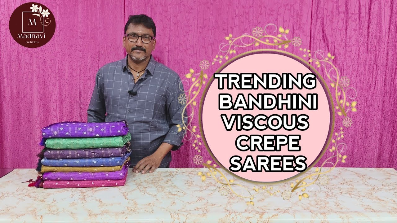 ✨Trending Pure Bandhini Viscous Crepe Sarees||#bandhini #viscous  #sarees@Madhavi_saree_selections