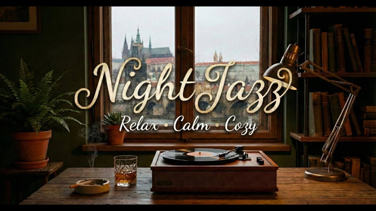 Rainy Night in Prague - Warm Smooth Jazz/ Retro Jazz & Rain Sounds | Relaxing Ambience for Sleep