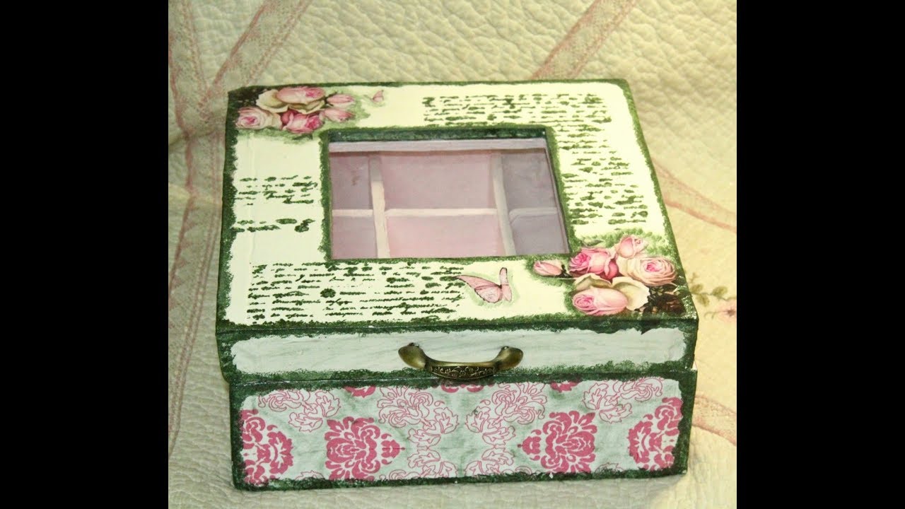 شوفوا عملت ايه من الكرتون tea box وصندوق اكسسوارات روعة جدااا