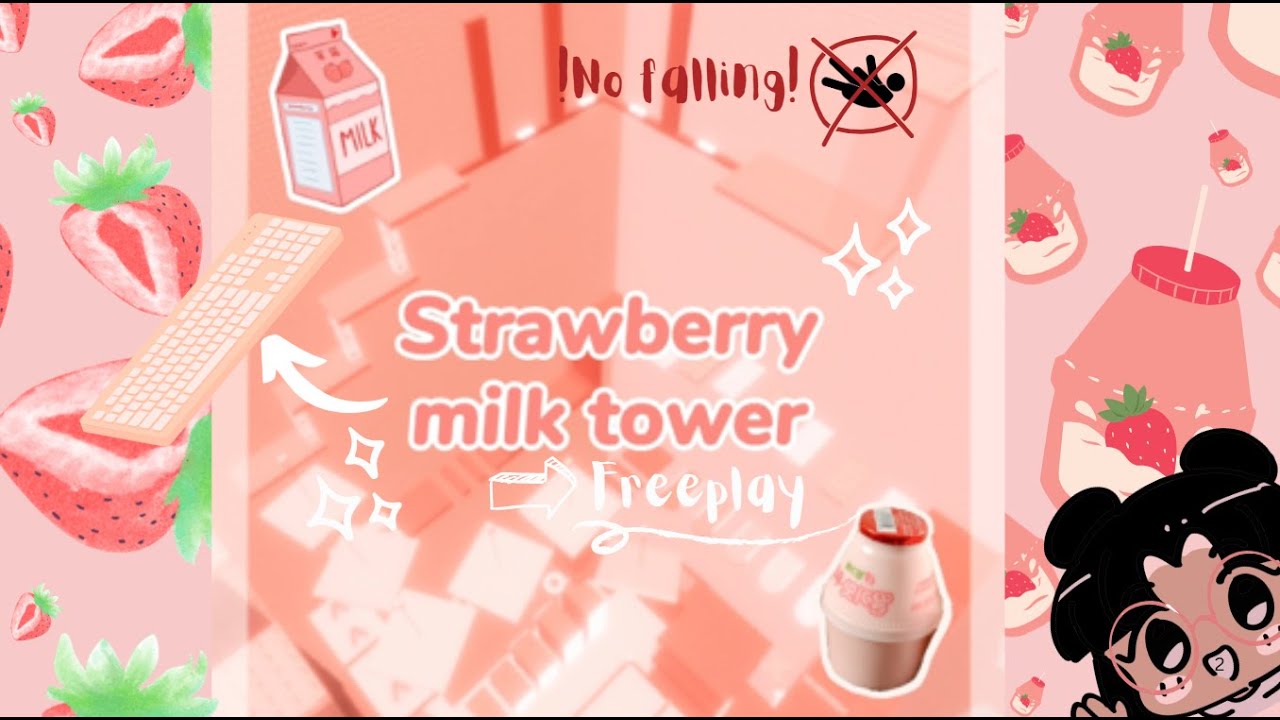 🍓✨ STRAWBERRY MILK & STRAWBERRY TOWER OBBY! 🍓🌸 || No Falling 😱🍃, No Talking 🗣️💬 || Roblox Fun 🎮💖🎉