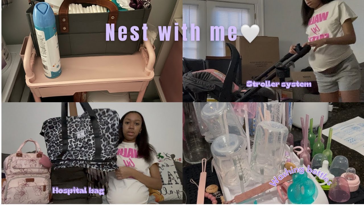 Nesting Vlog| packing my hospital bag + unboxing stroller system + washing bottles ￼+ etc 