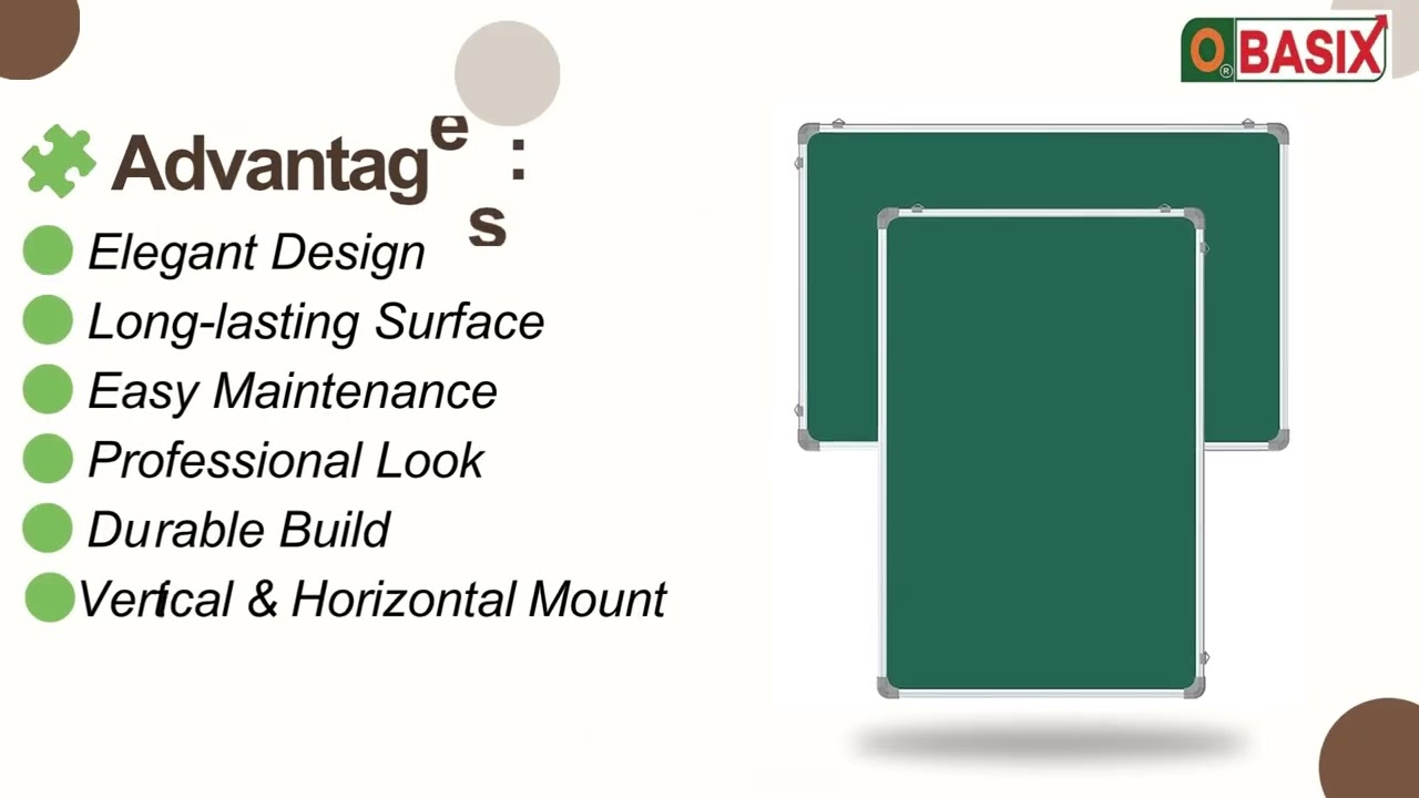 OBASIX&reg; Magnetic Green Chalk Board (1.5x2 Feet),Wall Mount | Office & Classroom Use | Made in India