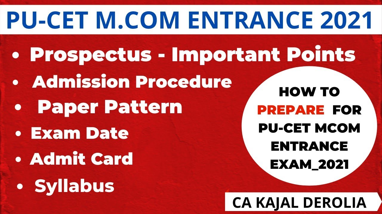 PU-CET M.com Entrance 2021 | PU-CET M.com Admission 2021 | Paper Pattern | Preparation Pattern |