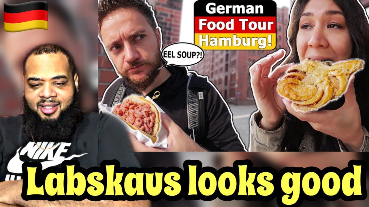 AMERICAN REACTS to GERMAN FOOD TOUR in HAMBURG (Street Food, FIsh, etc) 🇩🇪