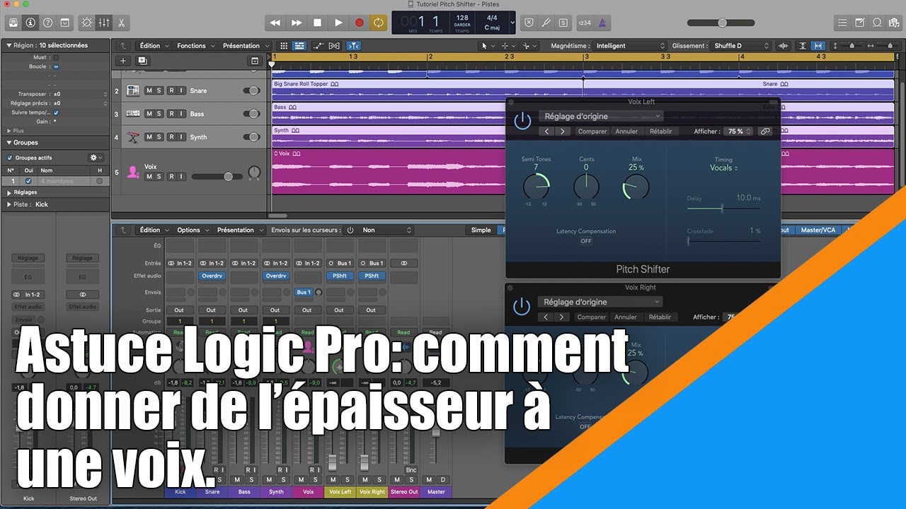 Tutoriel Logic Pro X (en Français): comment donner de l'épaisseur à une voix.