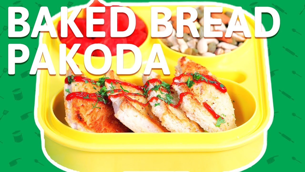 Baked Bread Pakora - Cheese Bread Pakoda Recipe - Healthy Snack Recipe For Kids Lunch Box