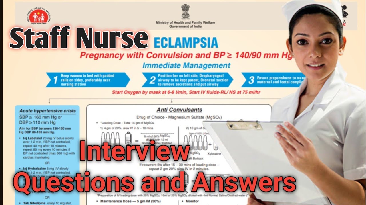Staff Nurse|Interview important Questions Answers| Eclampsia|pre eclampsia