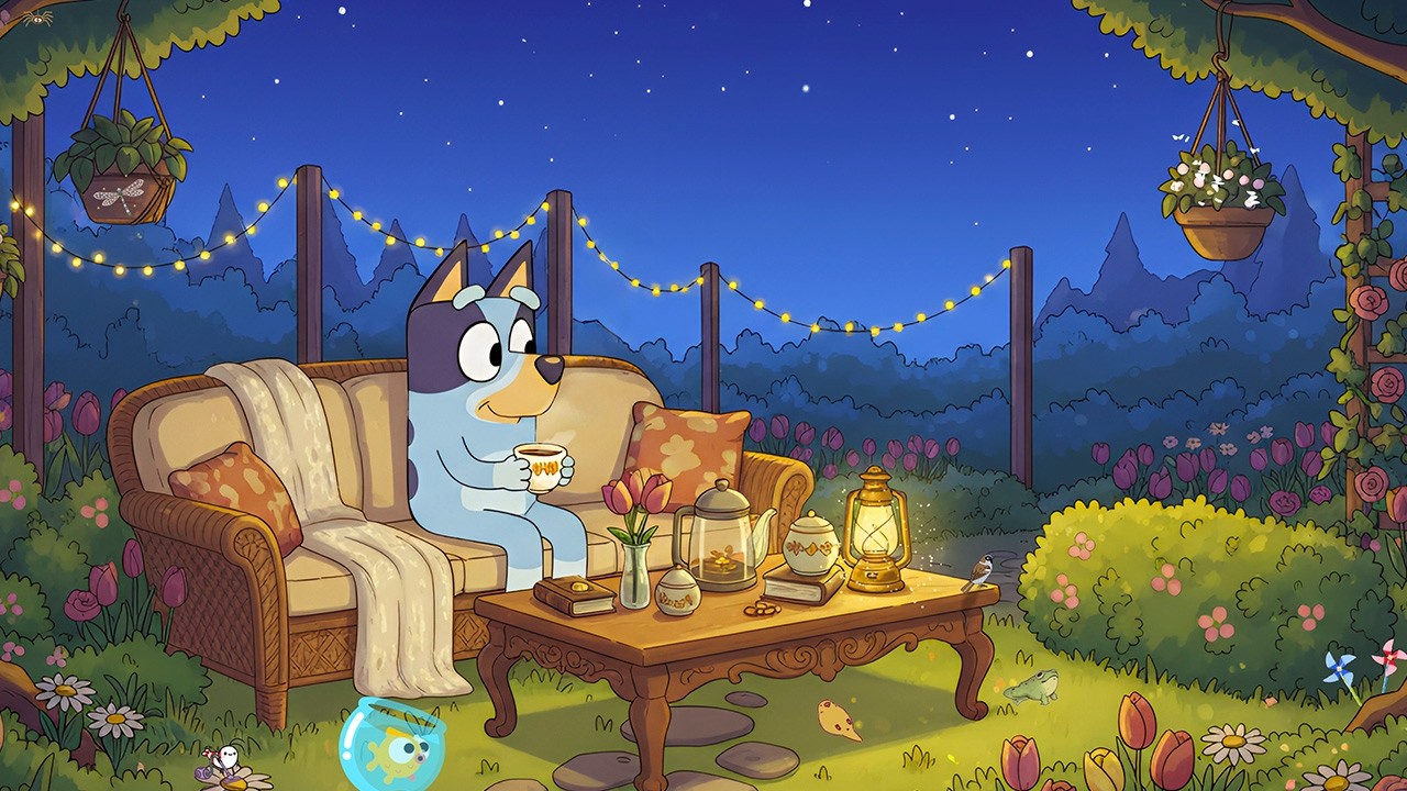 Bluey's Starry Night Garden 🌠 Cozy Lofi Music Night ✨ Soft Lofi to Relaxing & Focus