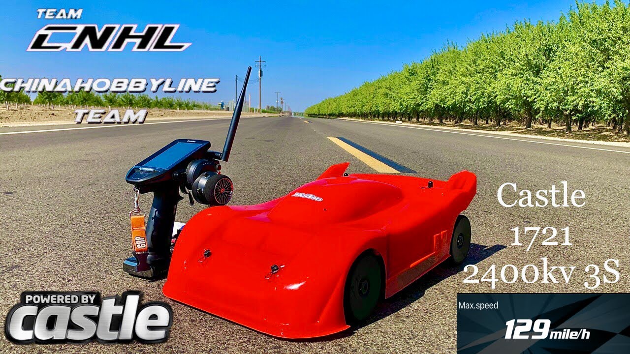 Hobao VTE Castle 1721 2400kv on 3s speed run 129mph