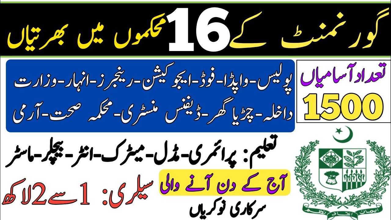 Pakistan Govt 16 Department Jobs 2024 | Today Jobs Pakistan | Learnholic Official | Pk Jobs