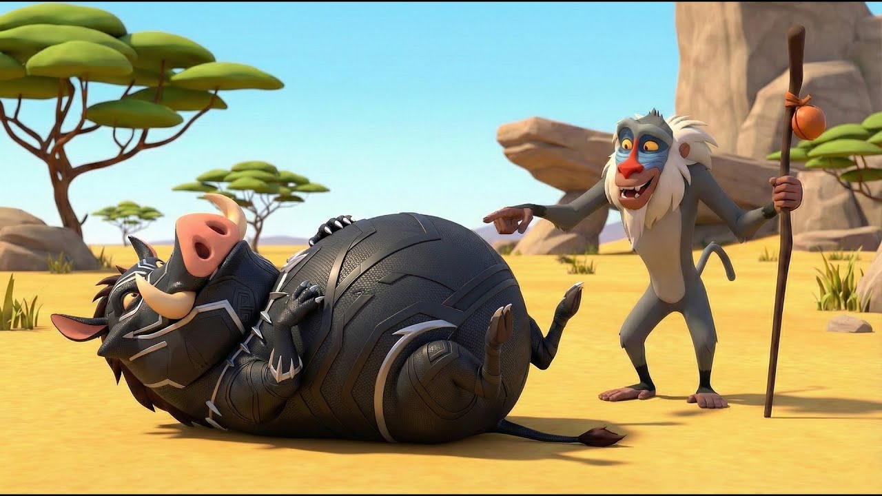 Black Panther Pumbaa Has Eaten a Lot! 🐗🌴 Jungle Adventure with Rafiki | The Lion King Animation
