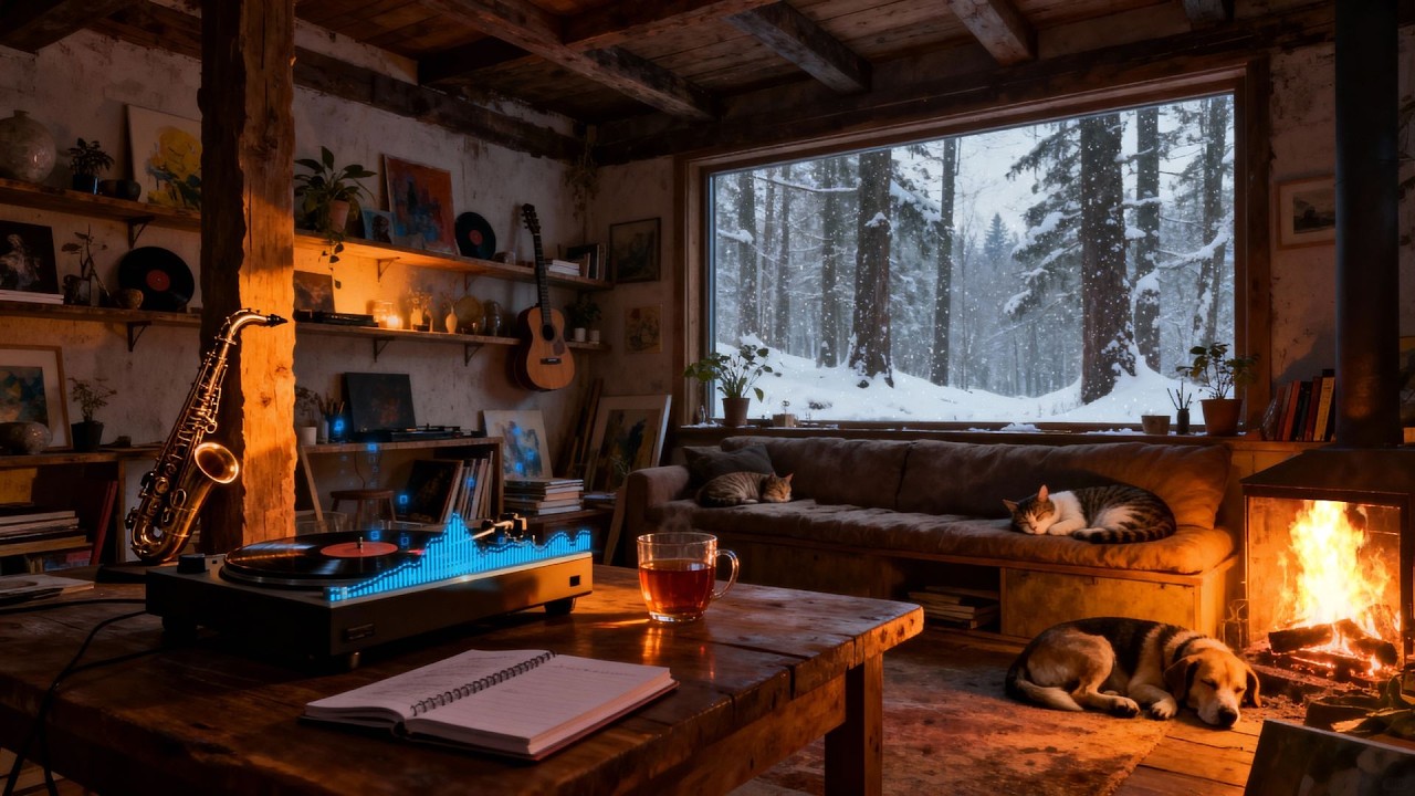Feeling Overwhelmed? 🔥 Gentle Jazz & Fireplace Sounds to Calm Your Mind
