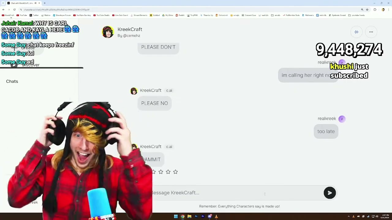 Kreekcraft crashes out because his ai said a swear word