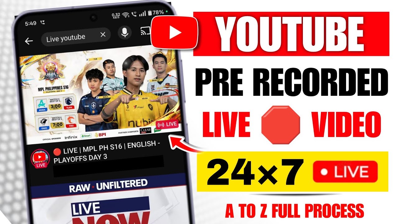 How to Live Stream Pre Recorded Video on YouTube | How to Live Stream 24/7 on YouTube Through Mobile