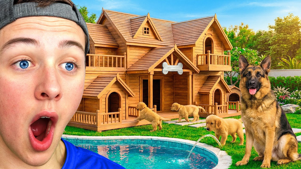 He Built A SECRET PUPPY HOME In The Forest!
