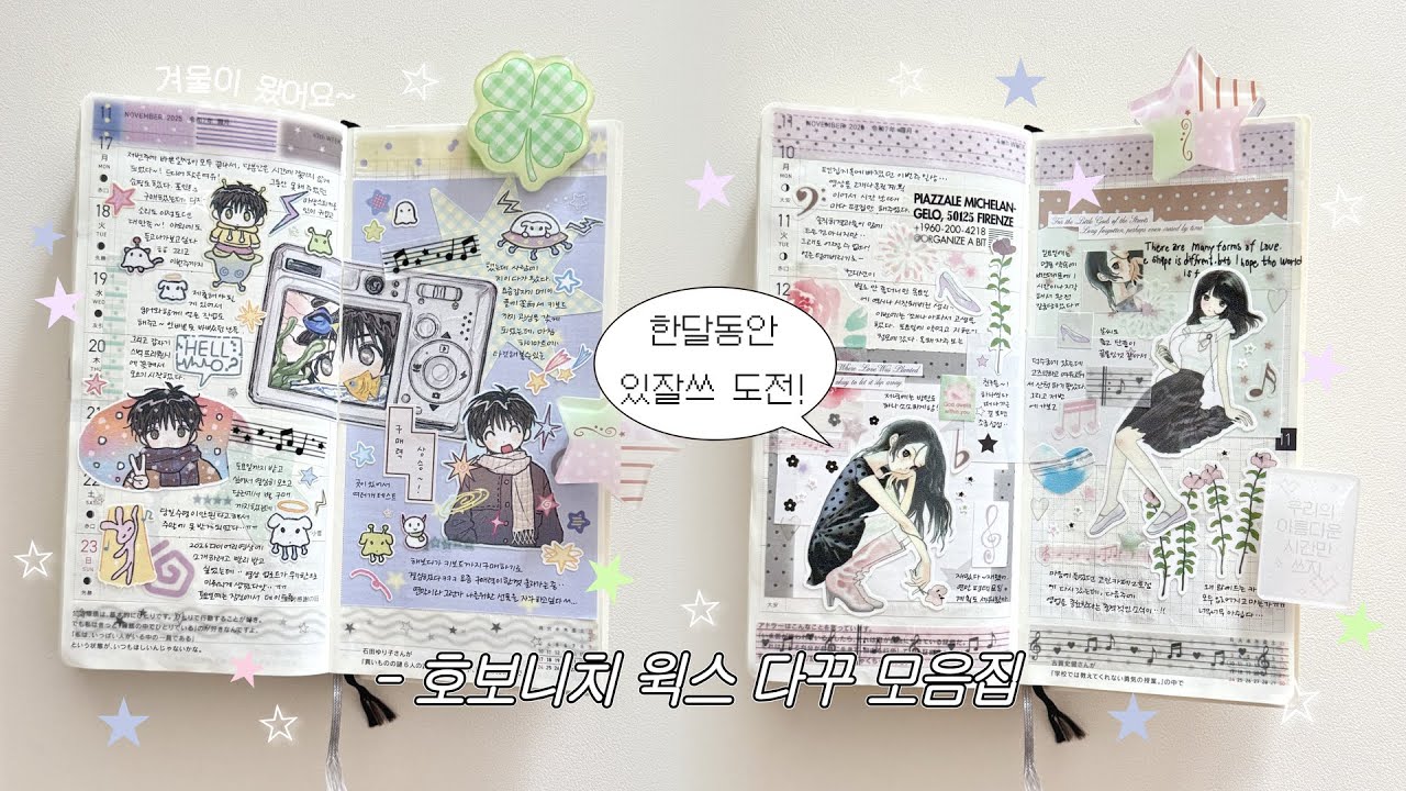 호보니치 윅스 있잘쓰 다꾸 4주치 ⁎ ˚𓂃 𓂂 11월 한달동안 다이어리 꾸미기