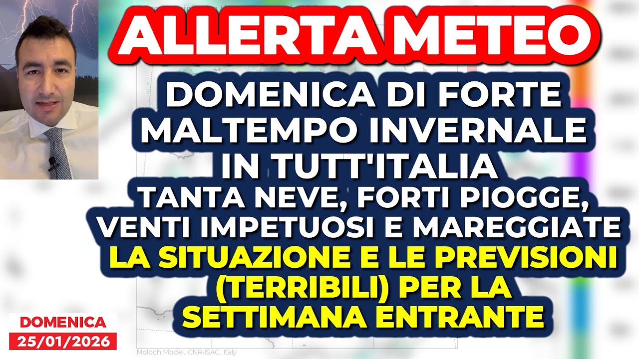 ALLERTA METEO, domenica di forte maltempo in tutt'Italia. Previsioni terribili per i prox 10 giorni