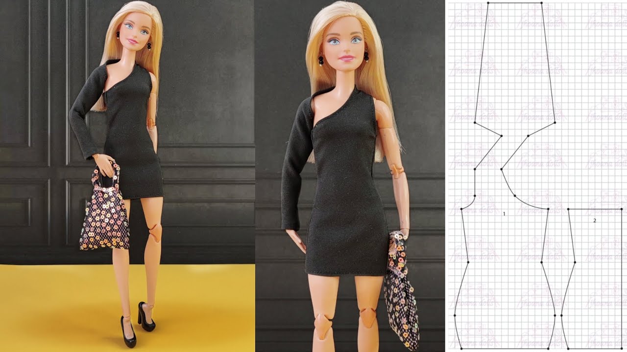 185 vestido de una sola manga  para Barbie(patrones en la descripción)