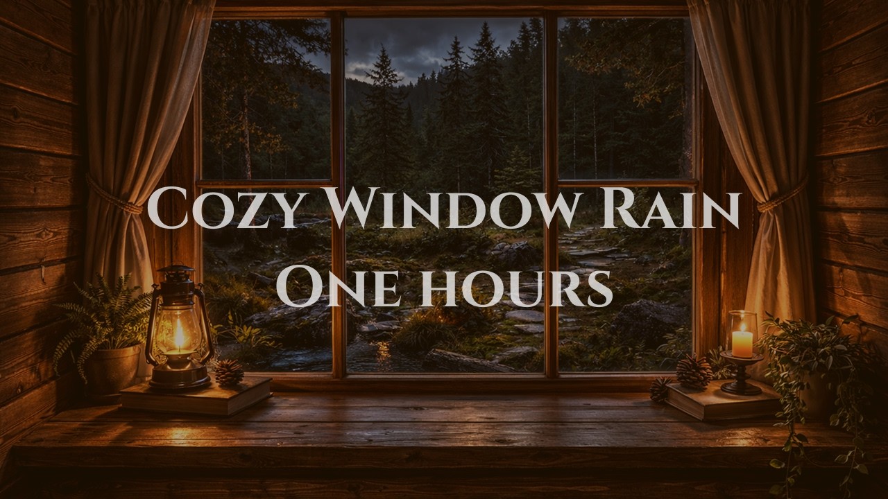 Rain on Window in Cozy Room 🌧️ Relaxing Rain Sounds for Sleep (1 Hour, No Thunder)
