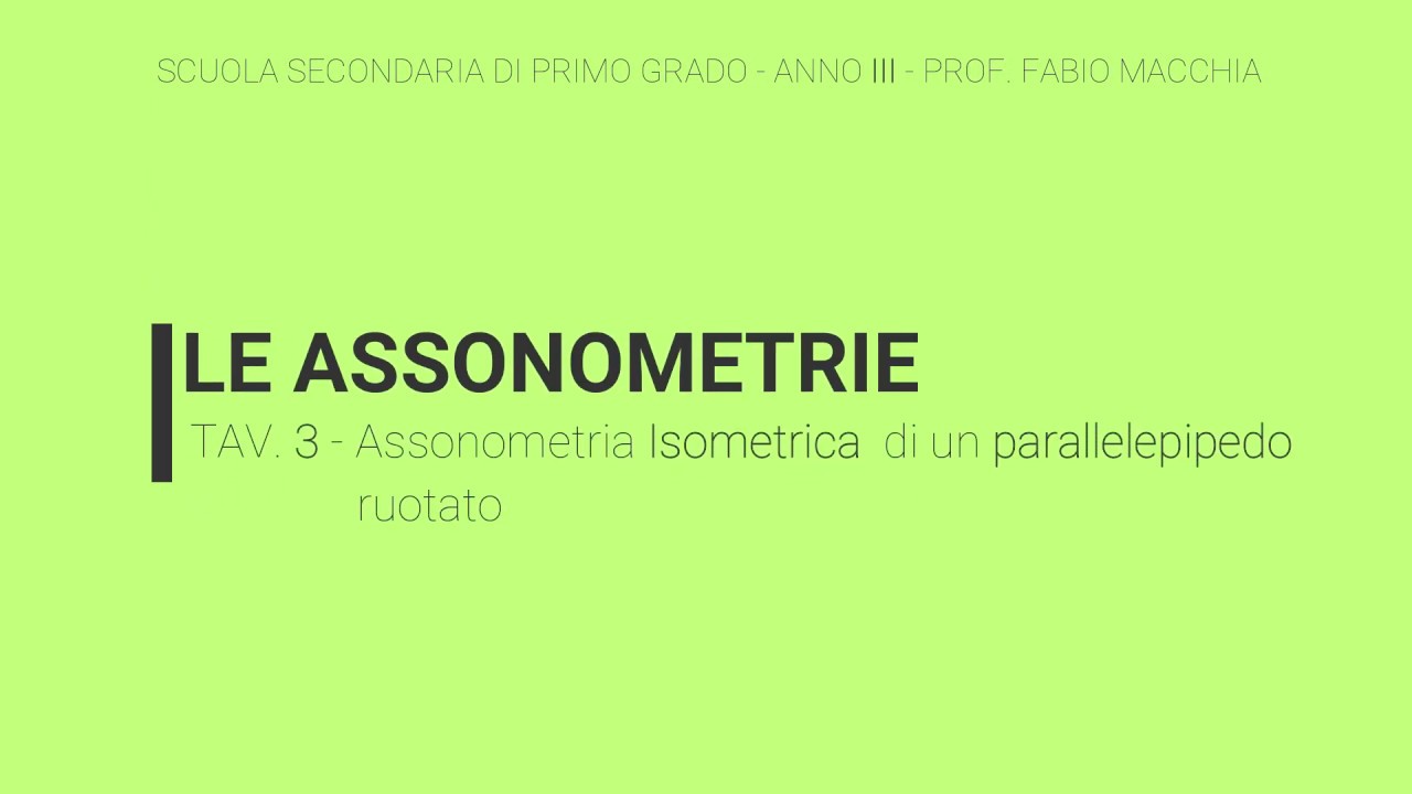 III - Tav 03 - Assonometria isometrica di un parallelepipedo ruotato.