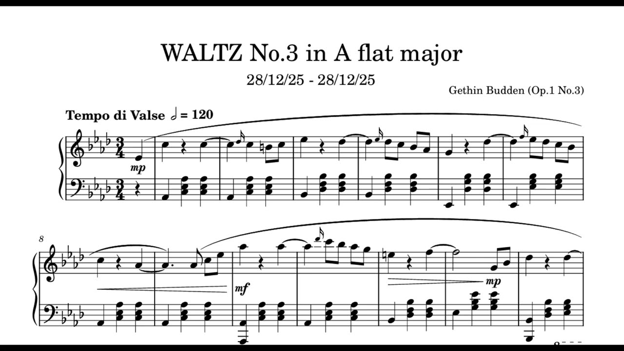 WALTZ No.3 in A flat major (Op.1 No.3) | Gethin Budden