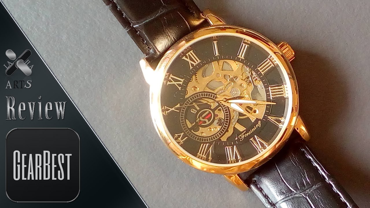 Forsining Men Winding Mechanical Watch (Black & Golden)