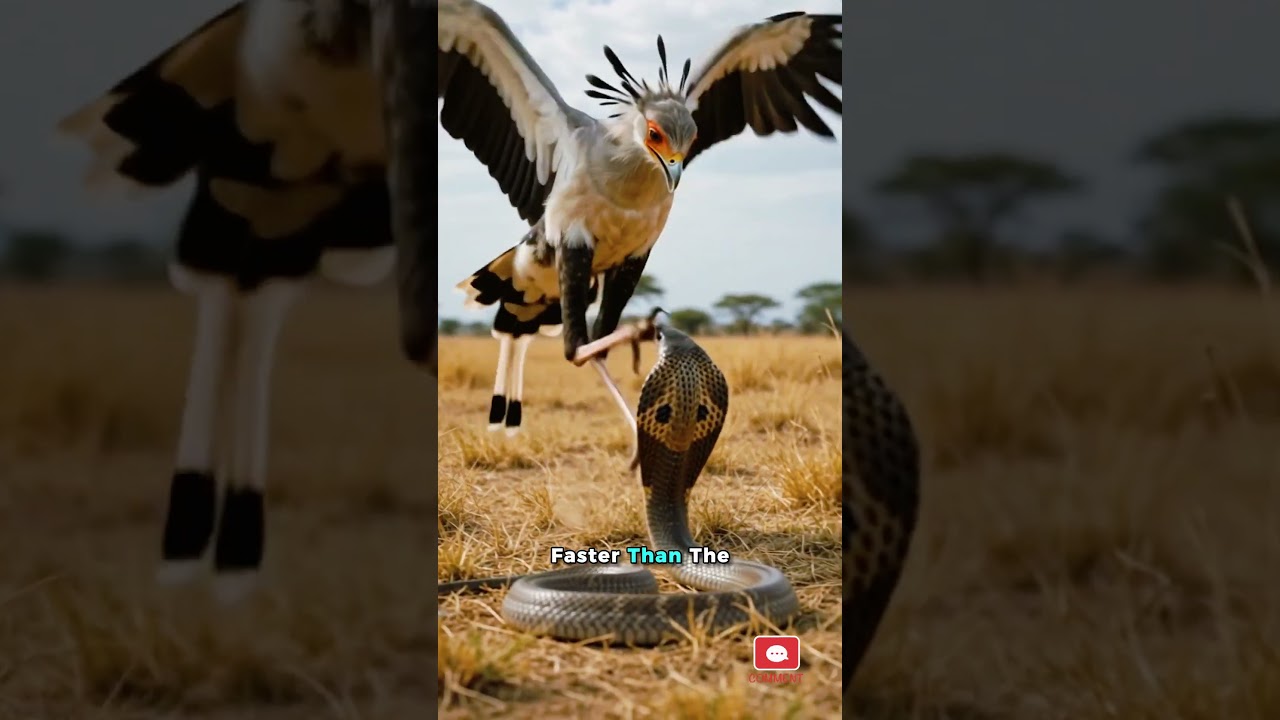 This Bird Hunts Deadly Cobras! 😱🐍 #SecretaryBird #Cobra #Shorts