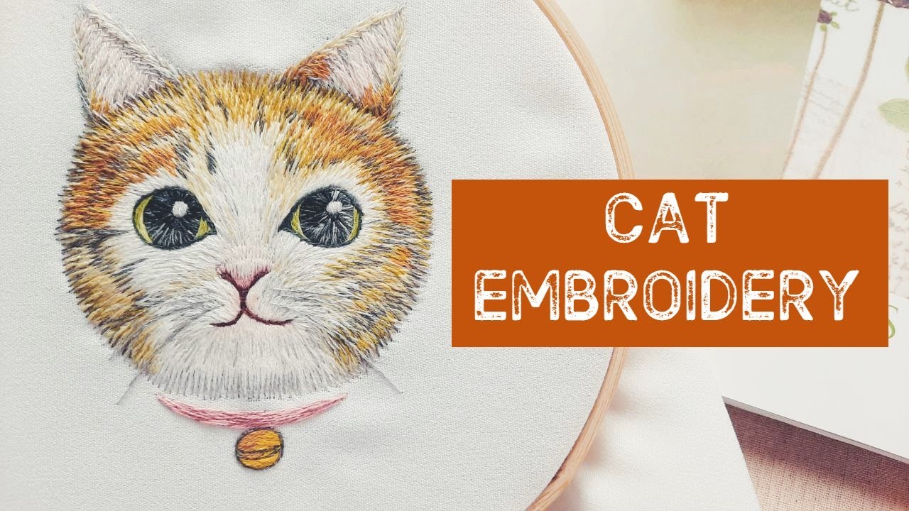 Hand Embroidery World - Cat Face Embroidery - Pet Portrait Embroidery