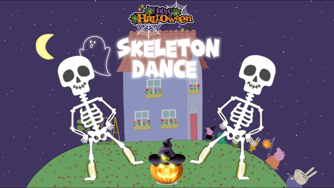 Skeleton Dance Song | Halloween | Let's sing with Peppa Pig & Paw Patrol !!
