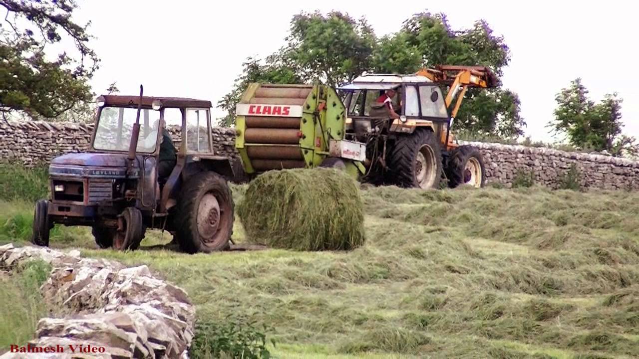 Fell Silage - Baling with Claas and Classic Tractors.