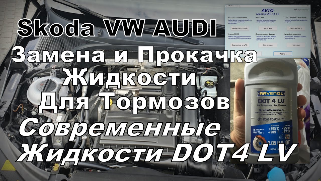 Skoda: Замена Тормозной Жидкости Через Насос ABS. DOT 4LV Ravenol (2025)