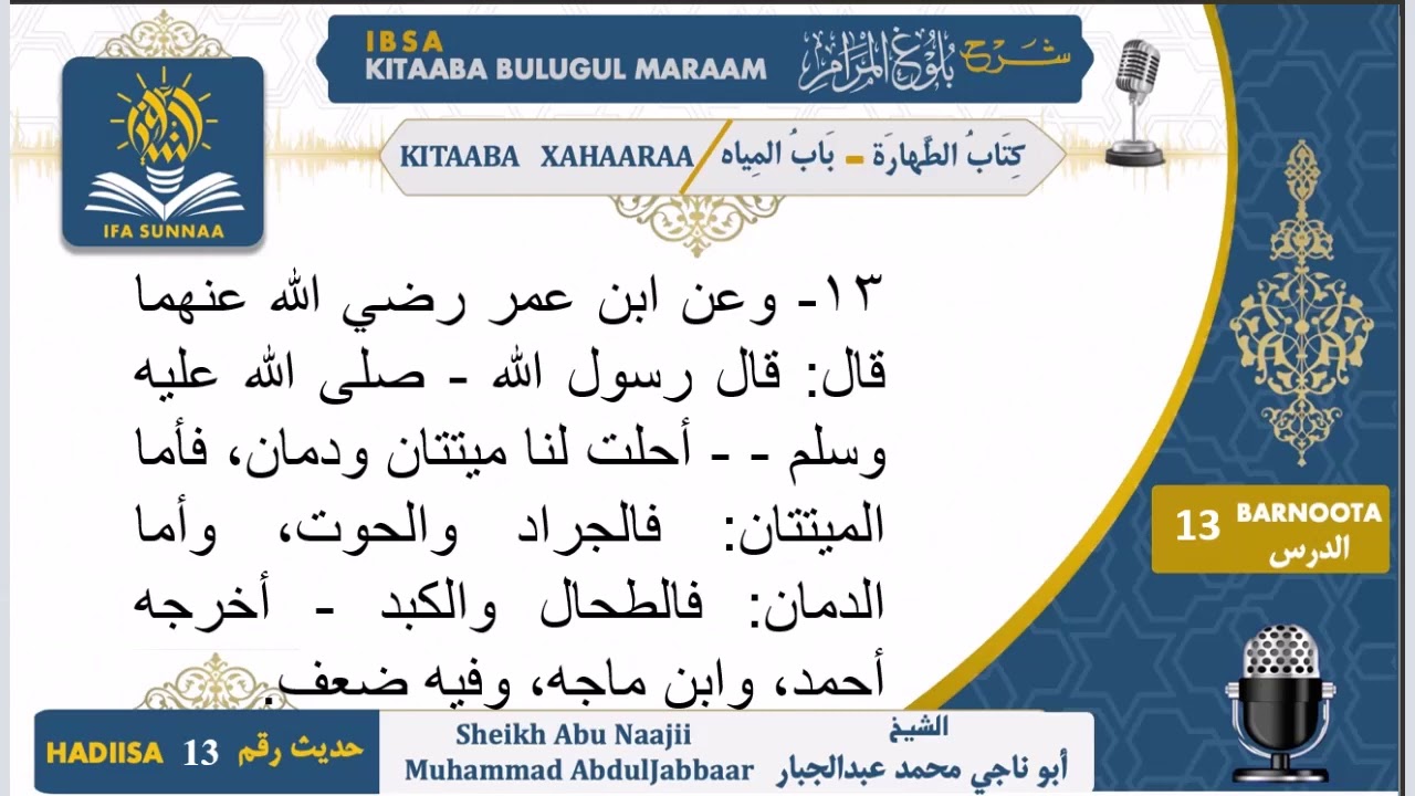 buluuka hadiisa 13ffa