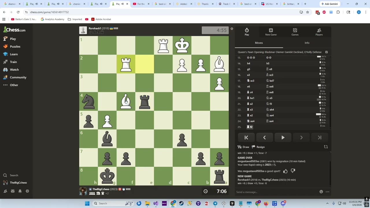 We won the game where we traded queens and gave him pawn advantage