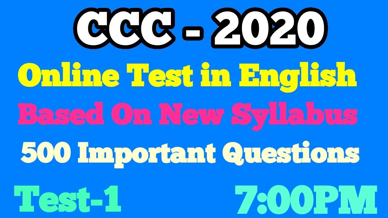 CCC Online Test | CCC Online Test in English | CCC exam 2020