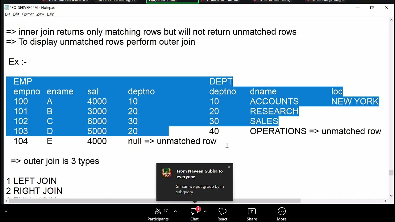 sql day 21 joins  set operters