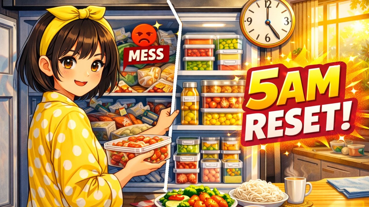 5AM Kitchen Reset in Ghibli Style | Cleaning & Fridge Organization Morning