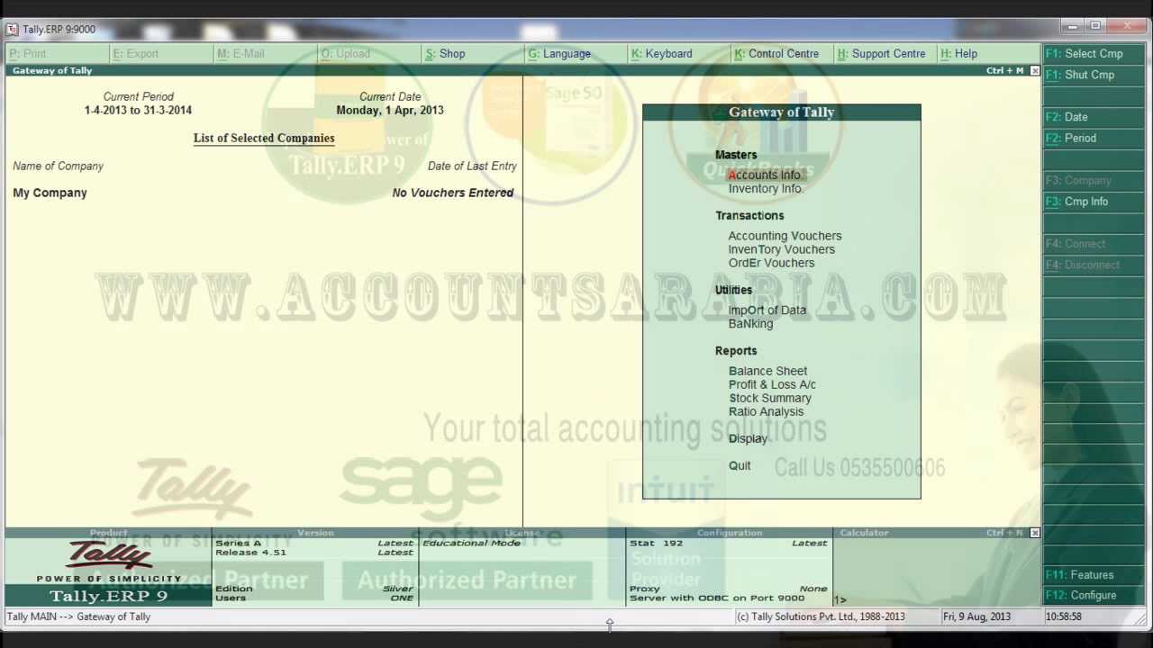 backup & restore in tally erp 9