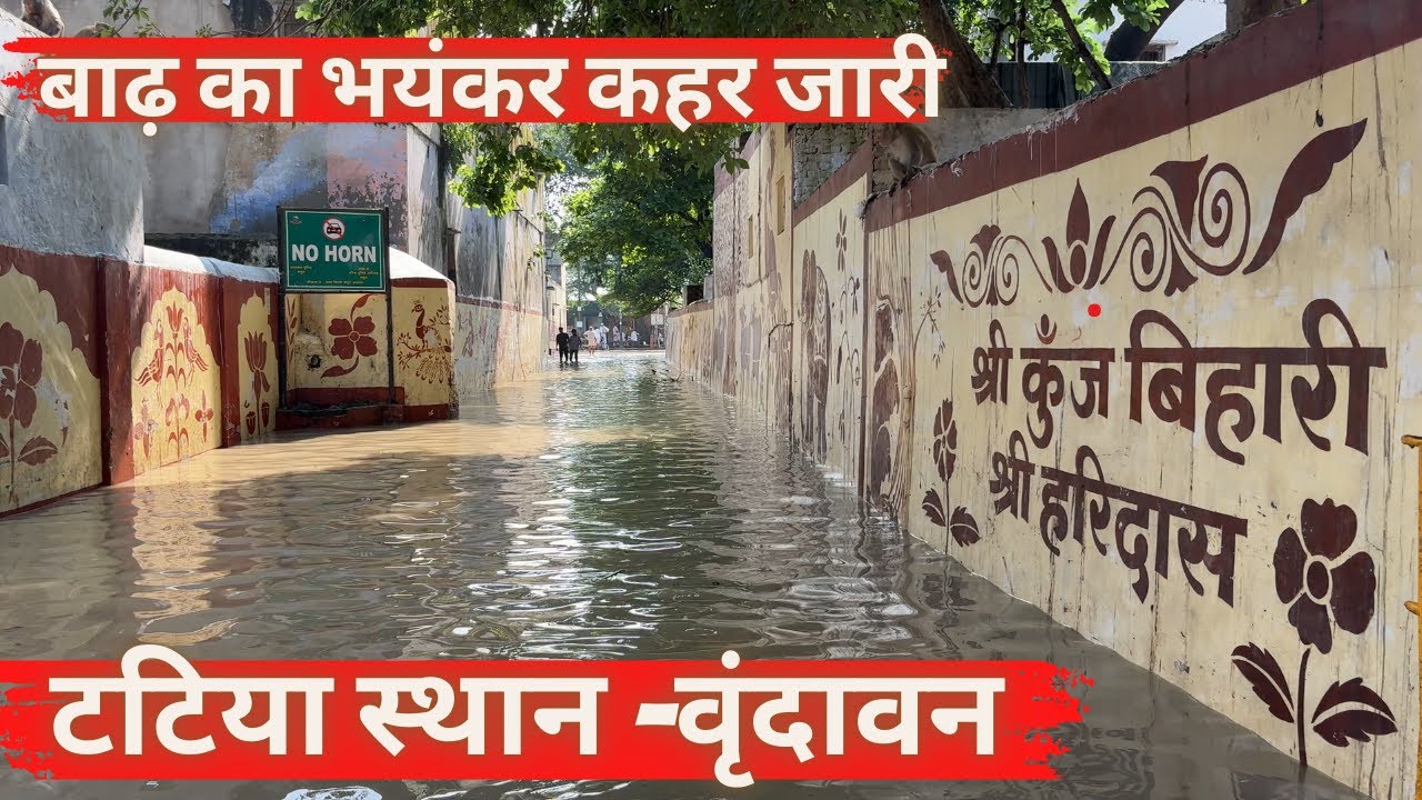 Tatiya Sthan Vrivdavan | Vrindavan flood update | Vrindavan flood situation | vrindavan flood 2025