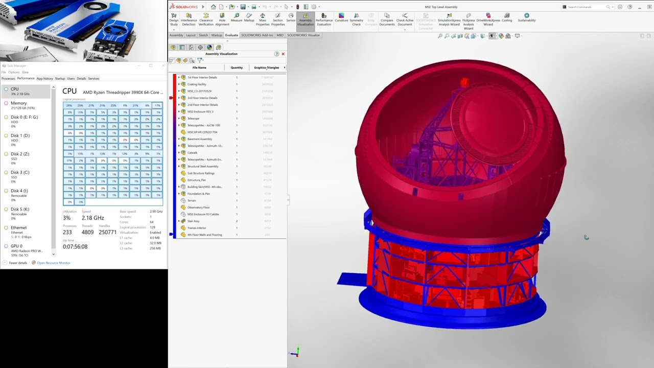 AMD Radeon Pro W6800 paired with Ryzen 3990X is the ultimate SOLIDWORKS Combo!