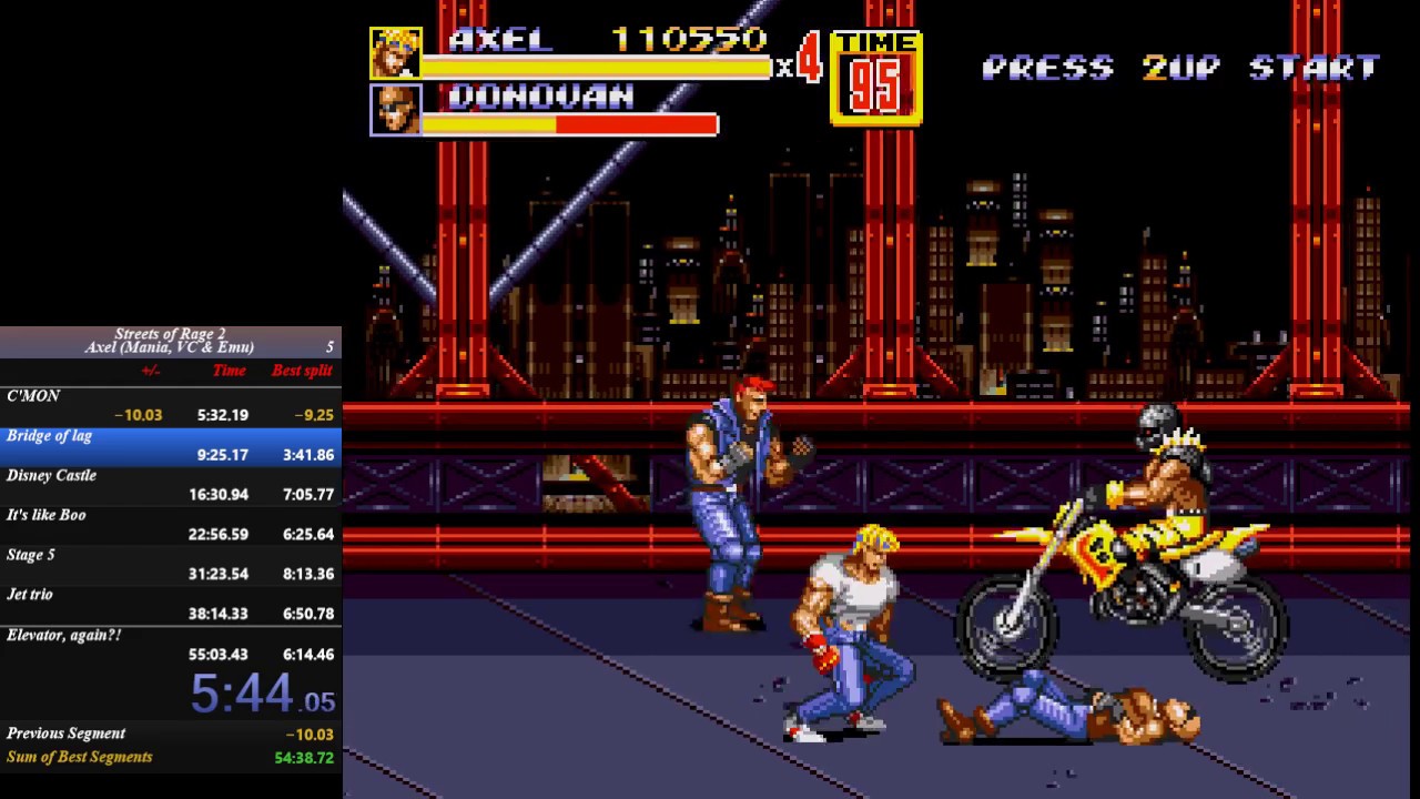 Streets of Rage 2: Axel Mania, 1 life start speedrun - 52:21 (New World Record)